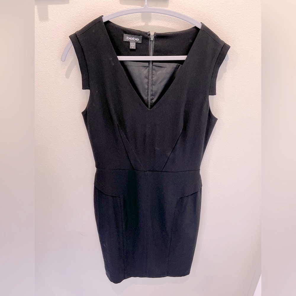 Womens Bebe Black Sheath Dress Size 8